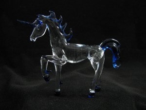 Hand Blown Glass Blue Unicorn